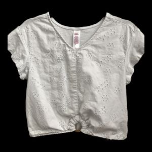 Justice White Eyelet Ring Top  Size 12